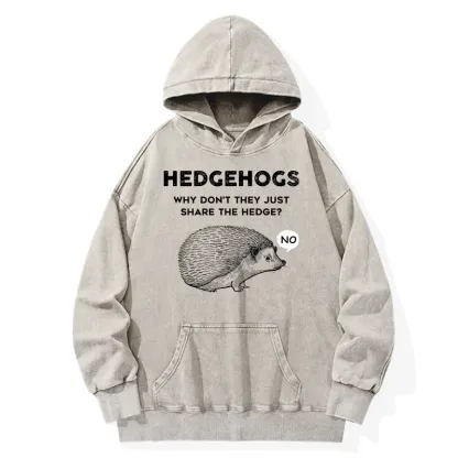 Tokyo-Tiger Funny Hedgehog Washed Hoodie