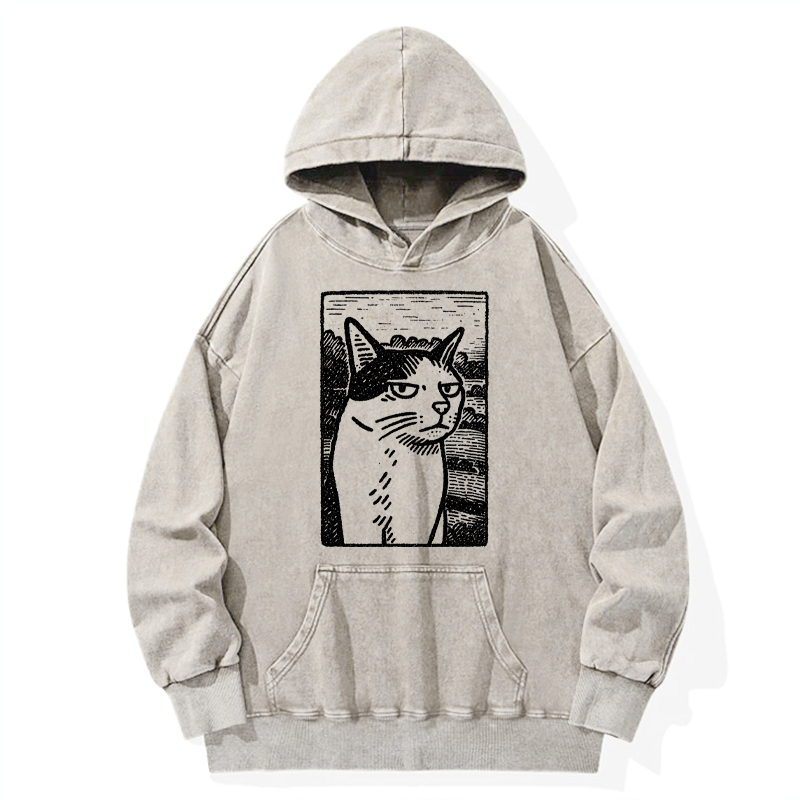 Tokyo-Tiger Cat's Hateful Eyes Washed Hoodie