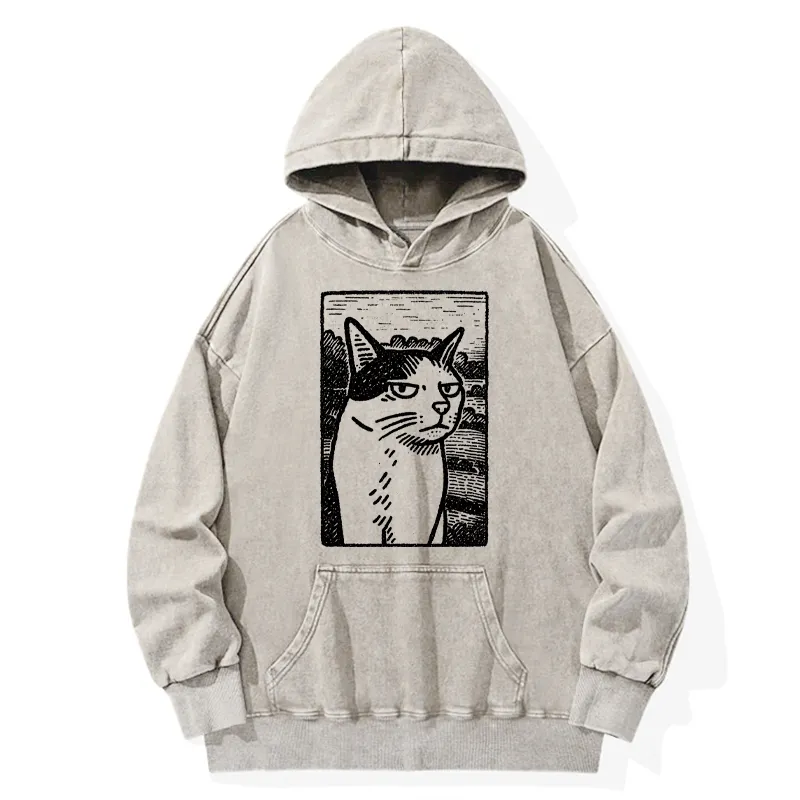 Tokyo-Tiger Cat's Hateful Eyes Washed Hoodie