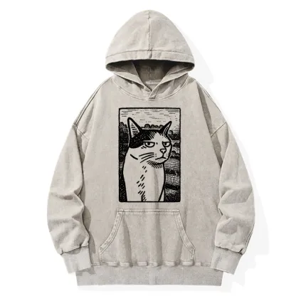 Tokyo-Tiger Cat's Hateful Eyes Washed Hoodie