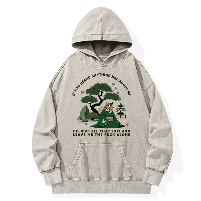 Tokyo-Tiger Funny Ukiyoe Tiger Samurai Zen Washed Hoodie