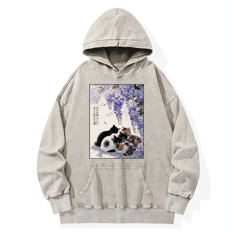 Tokyo-Tiger Sitting still  plotting chaos Calming Zen Cat Funny Washed Hoodie