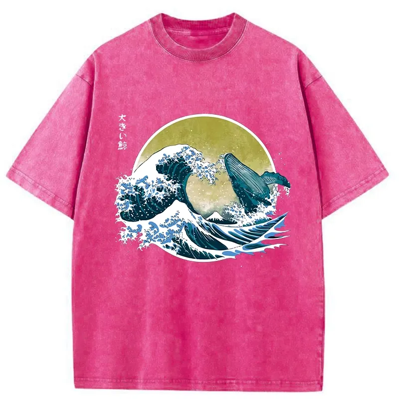 Tokyo-Tiger The Great Wave Off Whale Washed T-Shirt