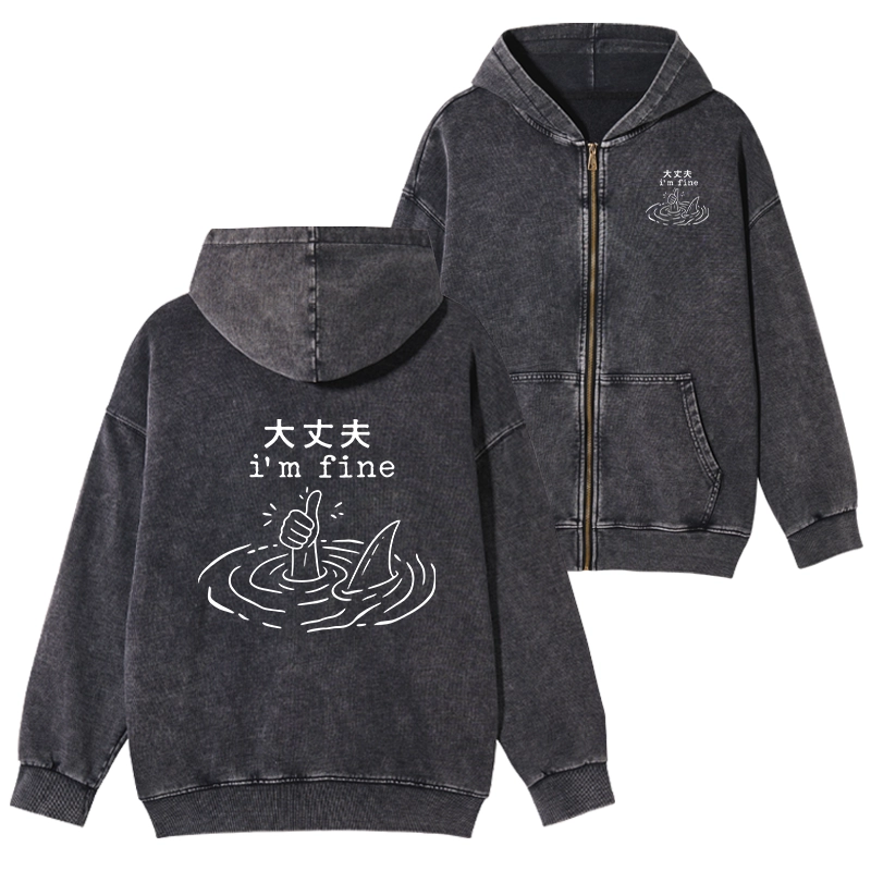 Tokyo-Tiger People In Danger Washed Zip Hoodie