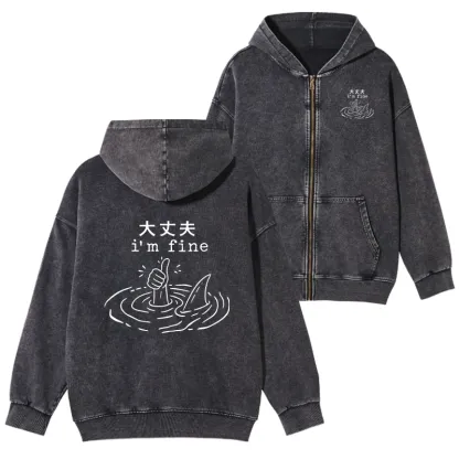 Tokyo-Tiger People In Danger Washed Zip Hoodie