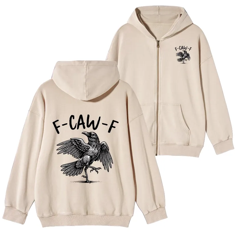 Tokyo-Tiger Crow's Cry Funny Washed Zip Hoodie