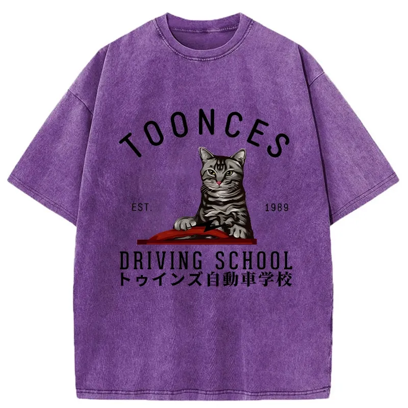 Tokyo-Tiger Toonces Driving School Washed T-Shirt