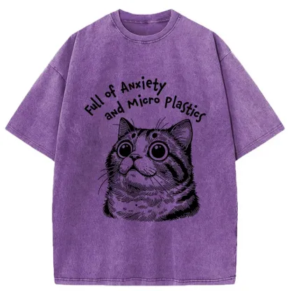 Tokyo-Tiger Full Of Anxiety And Microplastics Cat Washed T-Shirt