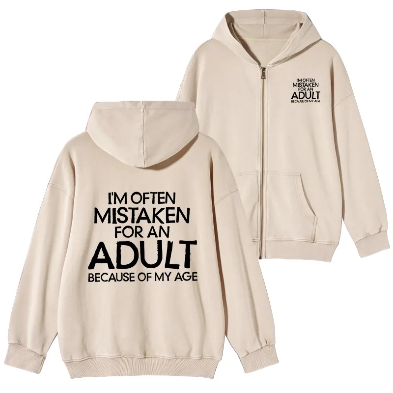 Tokyo-Tiger Old In Age But Young At Heart Washed Zip Hoodie