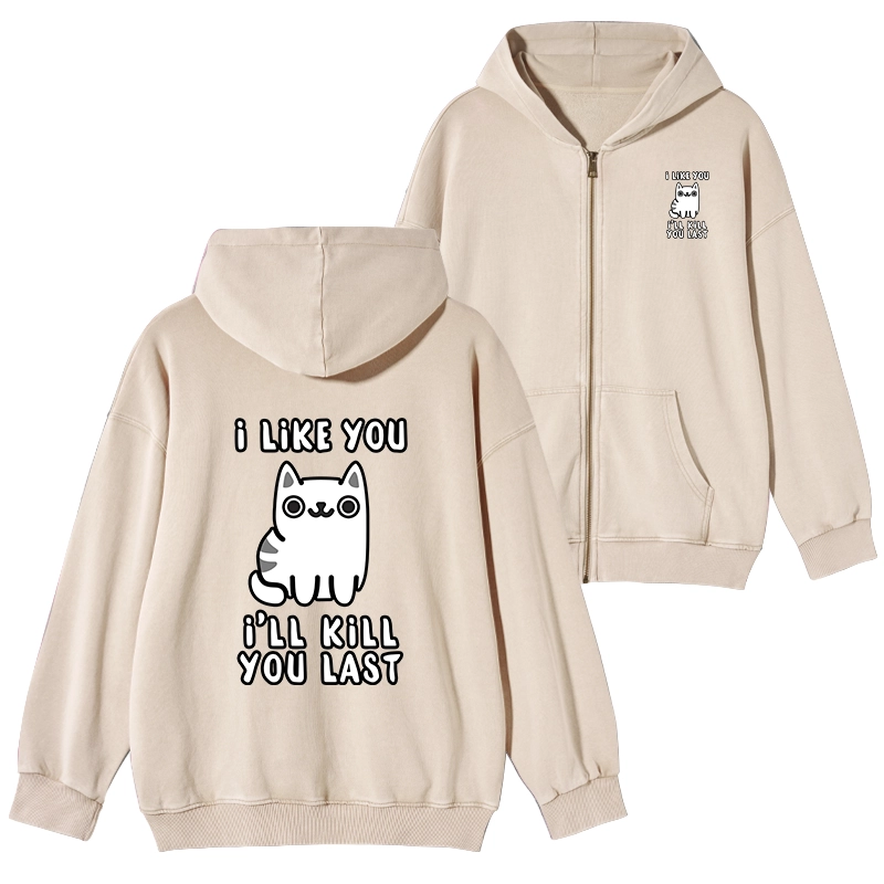 Tokyo-Tiger Cats And Humans Have A Love-hate Relationship Washed Zip Hoodie