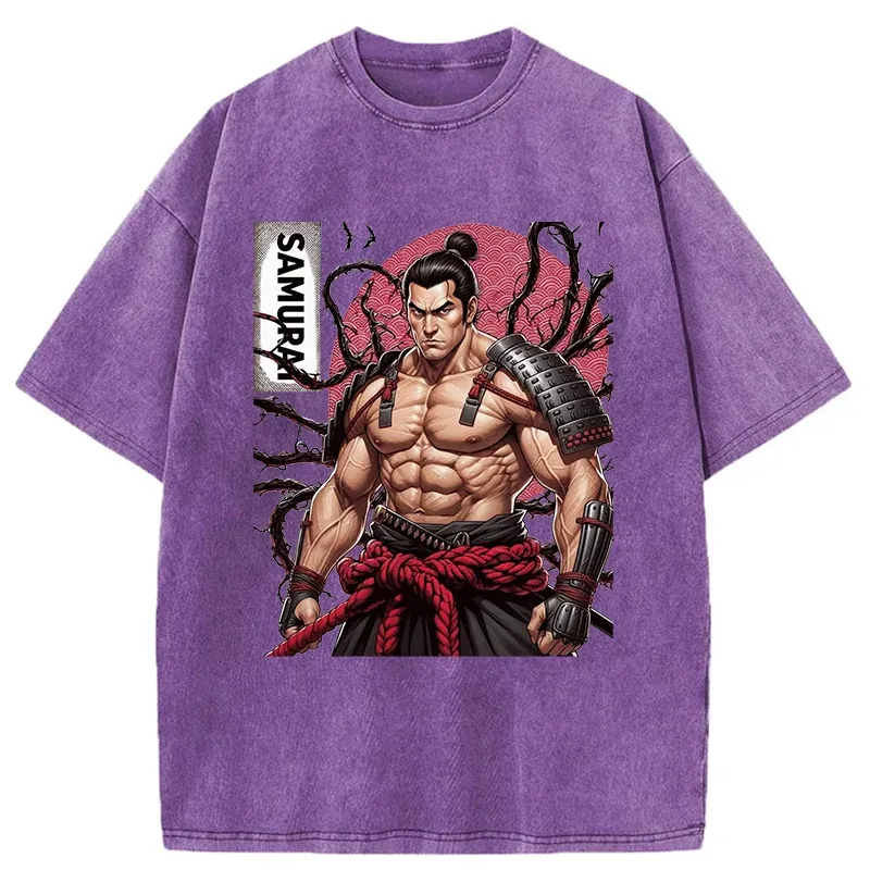 Tokyo-Tiger Strong Japanese Samurai Washed T-Shirt