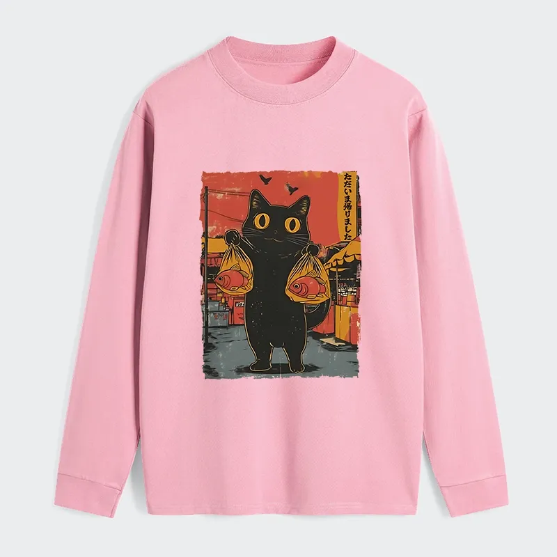 Tokyo-Tiger Cat Fishing Japanese Classic Long Sleeve T-Shirt