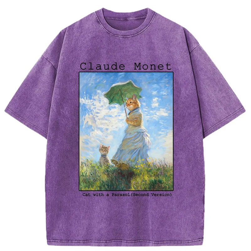 Tokyo-Tiger Cat With A Parasol Washed T-Shirt