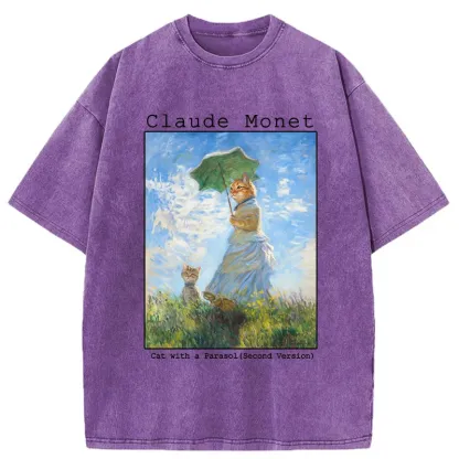 Tokyo-Tiger Cat With A Parasol Washed T-Shirt