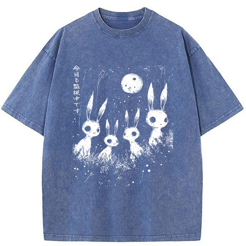 Tokyo-Tiger Rabbit Is Watching You Washed T-Shirt