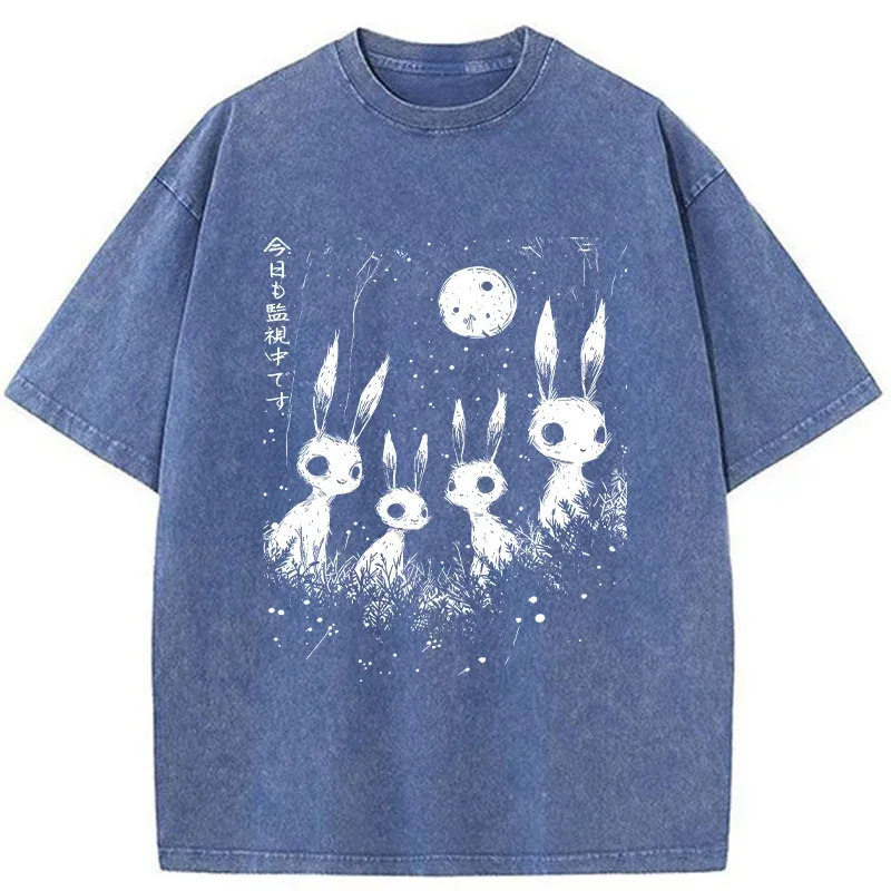 Tokyo-Tiger Rabbit Is Watching You Washed T-Shirt