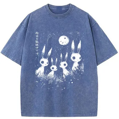 Tokyo-Tiger Rabbit Is Watching You Washed T-Shirt