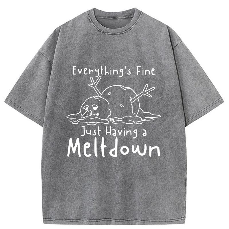 Tokyo-Tiger Snowman Had An Emotional Breakdown Washed T-Shirt
