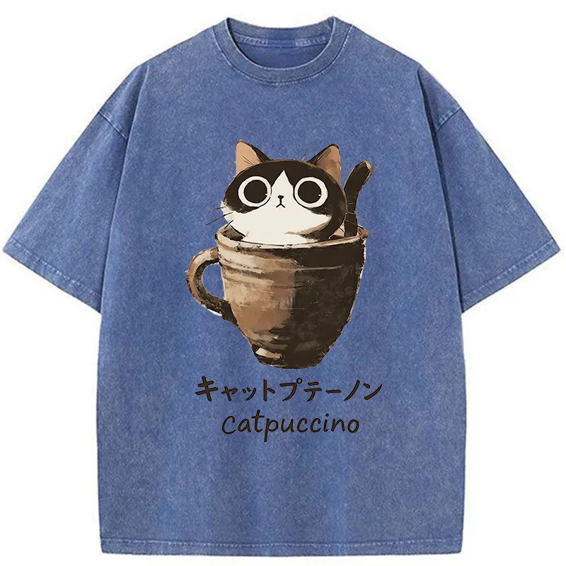 Tokyo-Tiger Cat Cappuccino Washed T-Shirt
