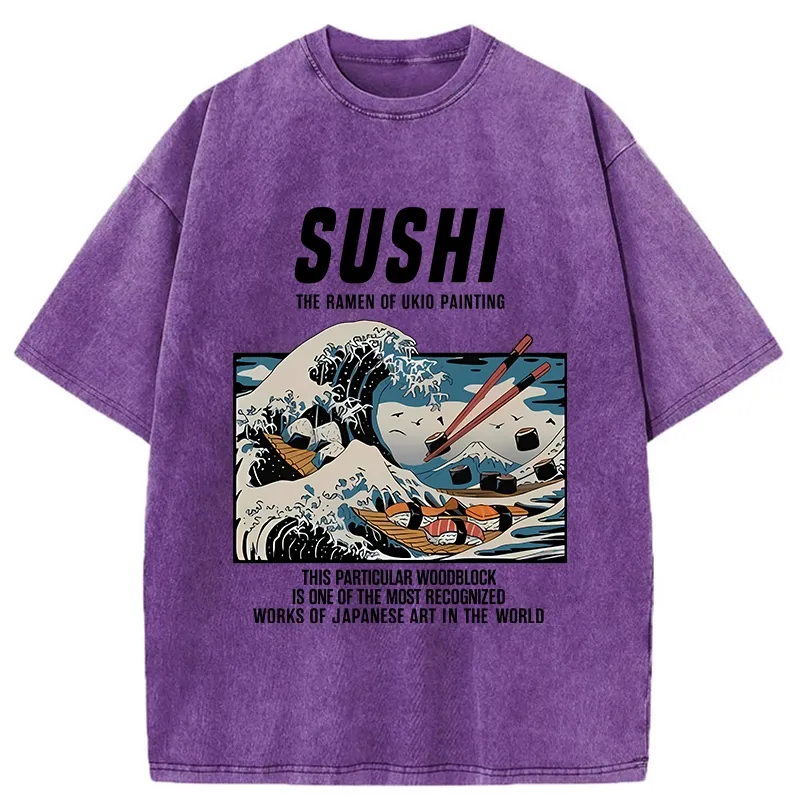 Tokyo-Tiger The Great Wave Off Sushi Washed T-Shirt