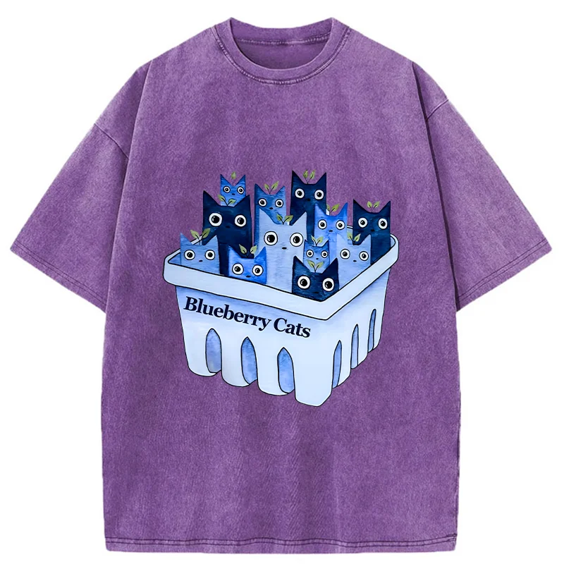Tokyo-Tiger Blueberry Cats Washed T-Shirt
