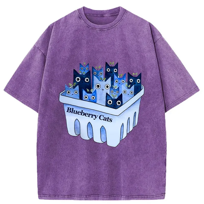 Tokyo-Tiger Blueberry Cats Washed T-Shirt