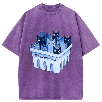 Tokyo-Tiger Blueberry Cats Washed T-Shirt