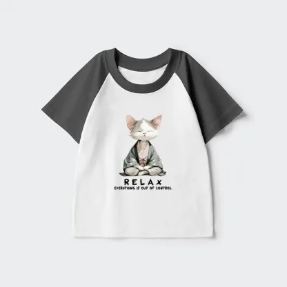 Tokyo-Tiger Zen Cat Relaxation，Everything's Out Of Control Kids Raglan T-shirt