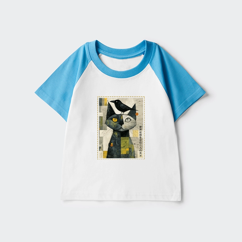 Tokyo-Tiger The Cat And The Crow Are Planning To Rule The World Kids Raglan T-shirt