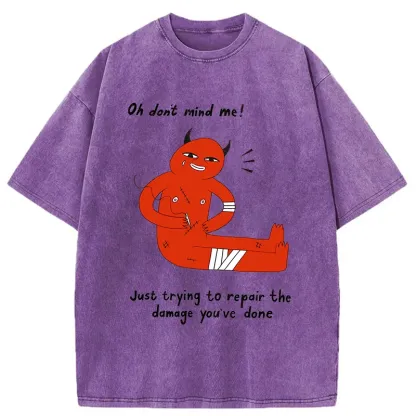 Tokyo-Tiger Healing Emotional Trauma Funny Washed T-Shirt