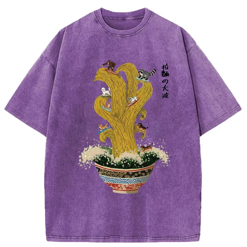 Tokyo-Tiger Ramen Surfing Washed T-Shirt