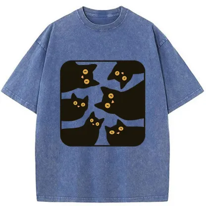 Tokyo-Tiger Cats Are Watching You Washed T-Shirt