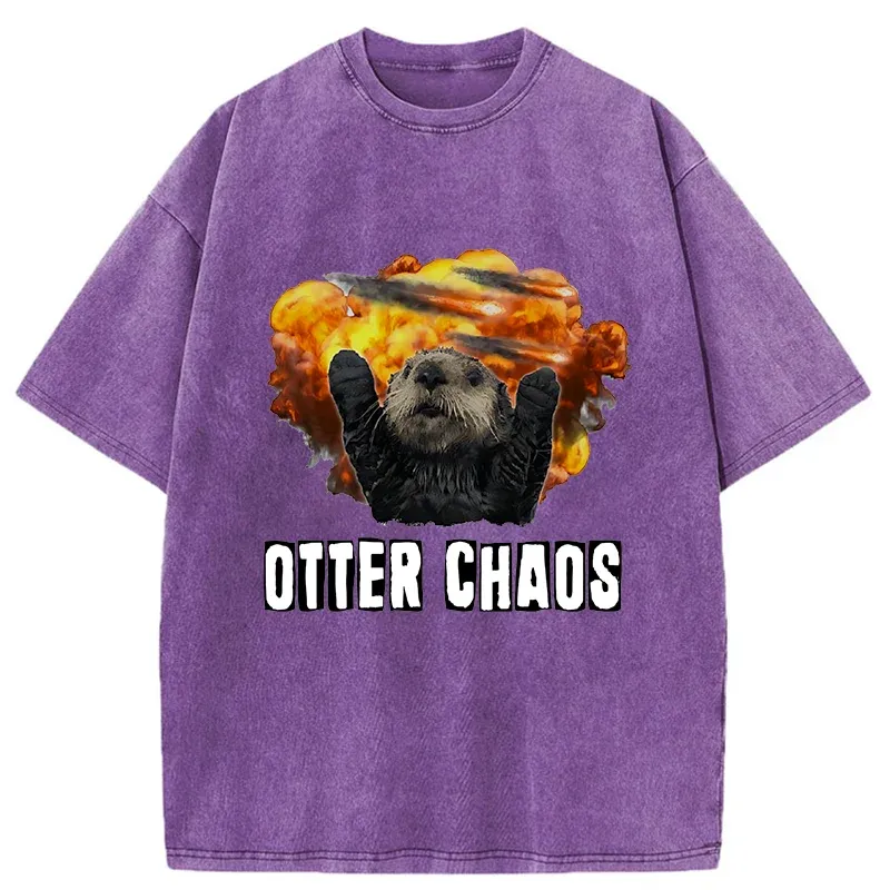 Tokyo-Tiger Utter Chaos Funny Washed T-Shirt