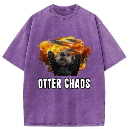 Tokyo-Tiger Utter Chaos Funny Washed T-Shirt