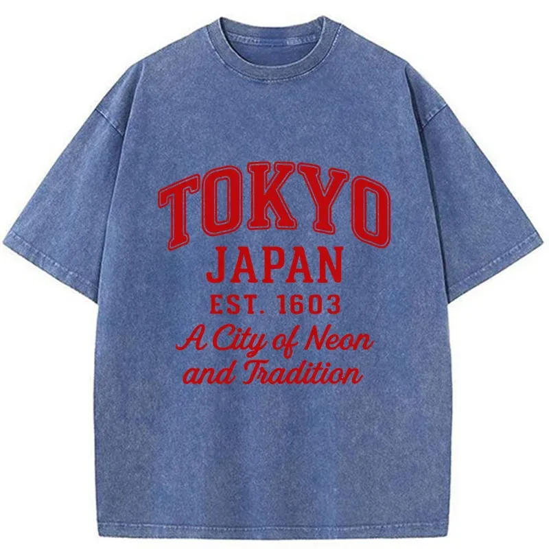 Tokyo-Tiger Tokyo Japan Retro Washed T-Shirt