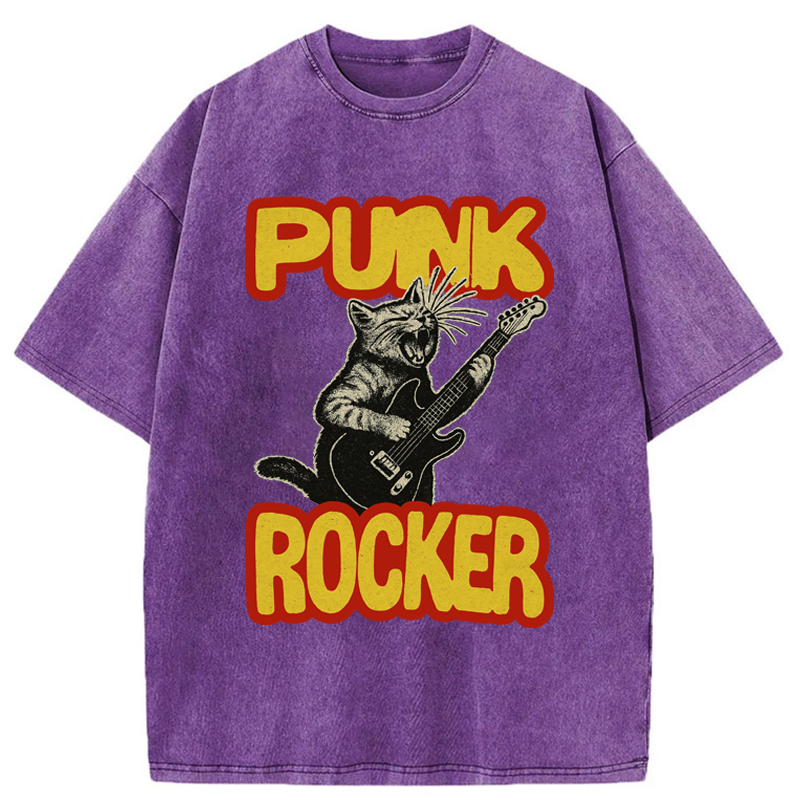 Tokyo-Tiger Punk Rock Kitty Washed T-Shirt