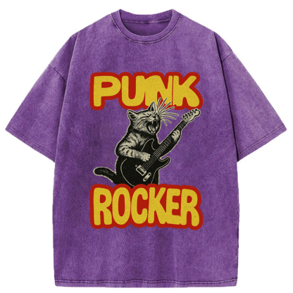Tokyo-Tiger Punk Rock Kitty Washed T-Shirt