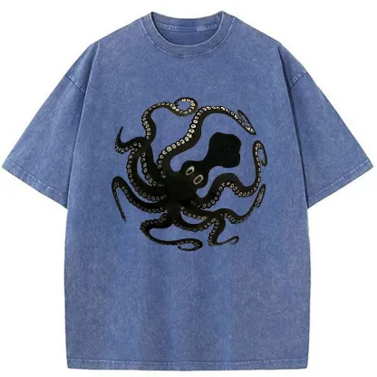 Tokyo-Tiger Octopus Surrounds Washed T-Shirt