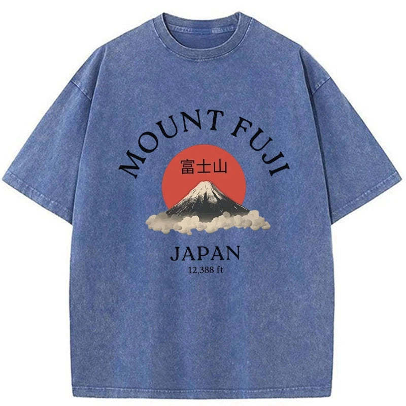 Tokyo-Tiger Japan Mount Fuji Sun Unisex Washed T-Shirt Sale