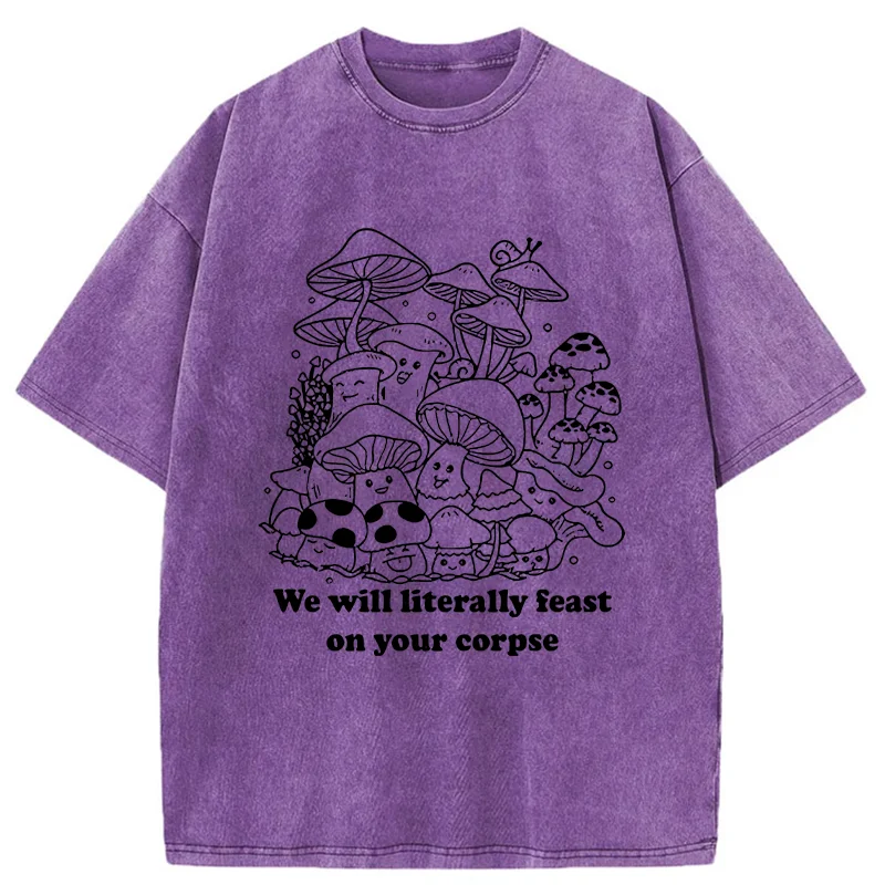 Tokyo-Tiger Funny Mushroom Washed T-Shirt