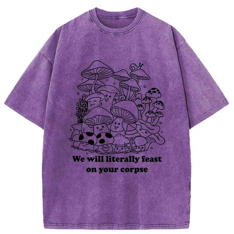 Tokyo-Tiger Funny Mushroom Washed T-Shirt