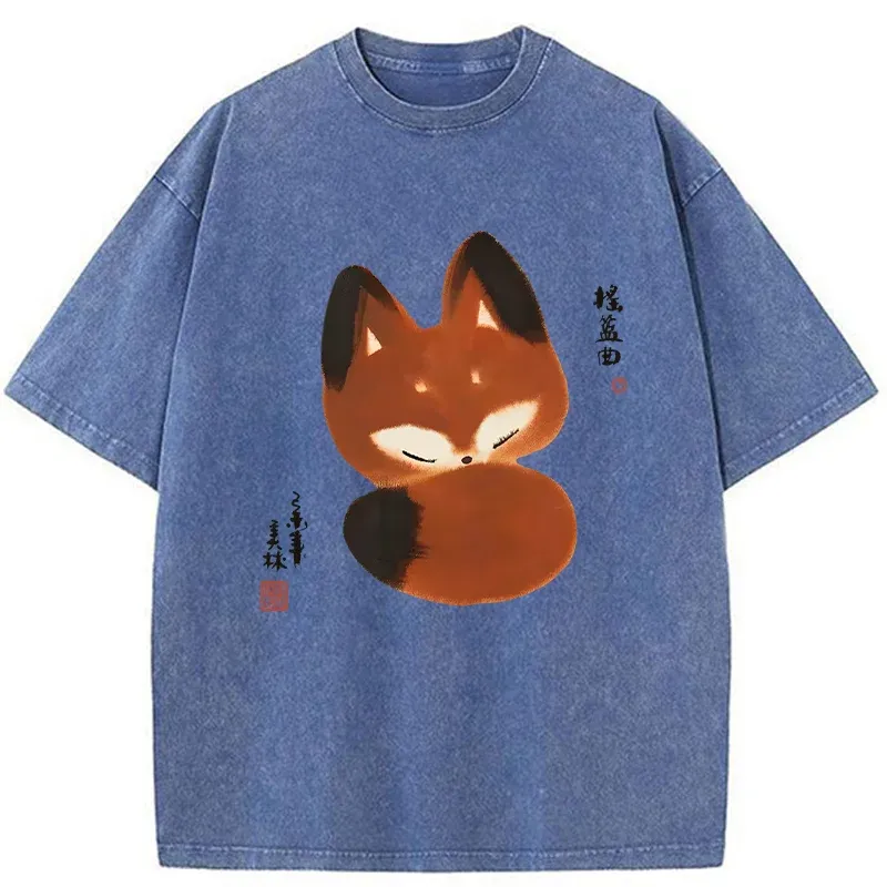 Tokyo-Tiger Cute Fox Washed T-Shirt