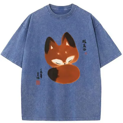 Tokyo-Tiger Cute Fox Washed T-Shirt