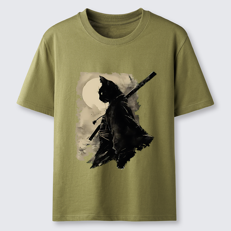 Tokyo-Tiger Under The Moon Cat Samurai Classic T-Shirt
