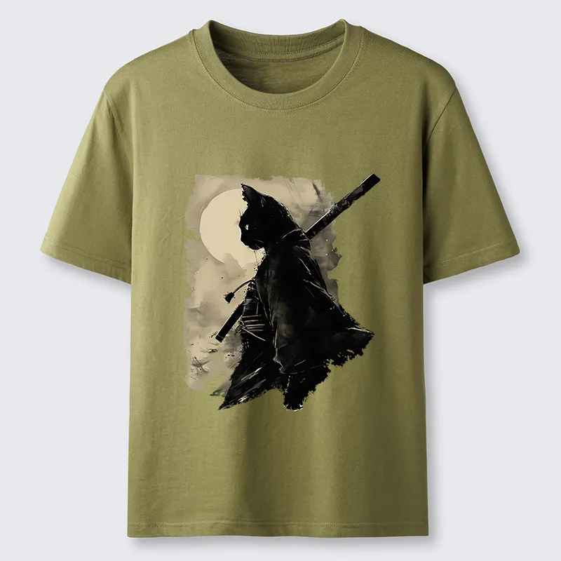 Tokyo-Tiger Under The Moon Cat Samurai Classic T-Shirt