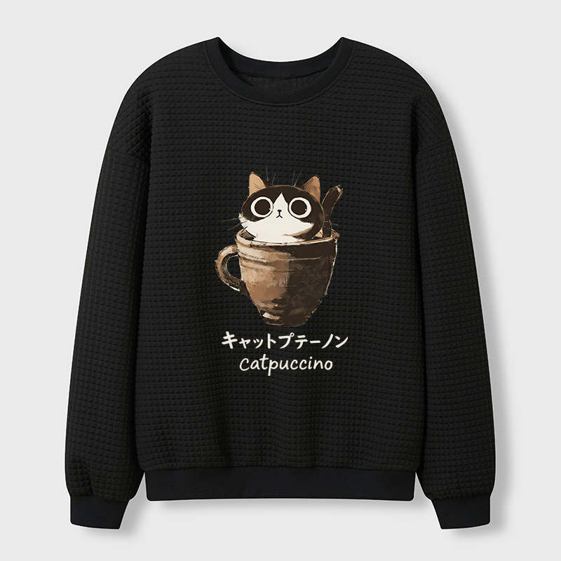 Tokyo-Tiger Cat Cappuccino Waffle Sweatshirt