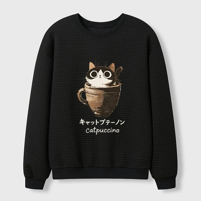 Tokyo-Tiger Cat Cappuccino Waffle Sweatshirt