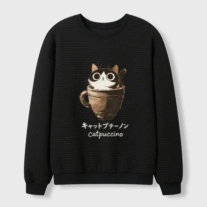 Tokyo-Tiger Cat Cappuccino Waffle Sweatshirt