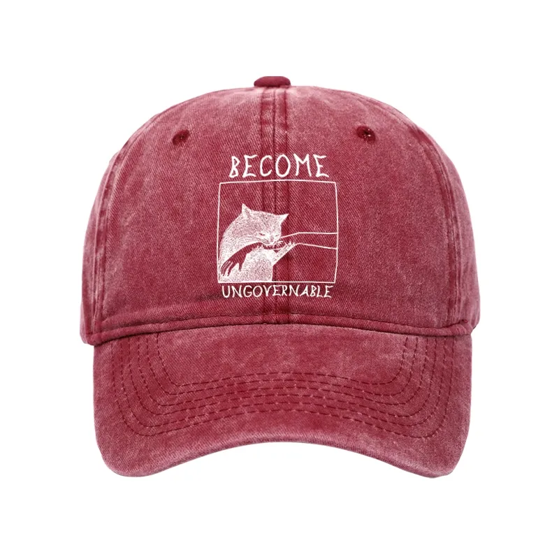 Tokyo-Tiger Cat Biting Arm Washed Cap