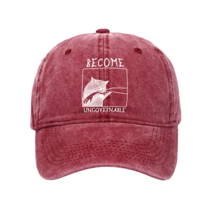 Tokyo-Tiger Cat Biting Arm Washed Cap